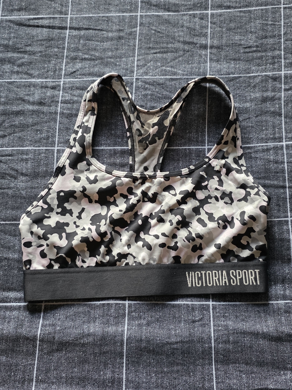 Victoria's Secret Sport Camo Racerback Sports Bra - Black & Cream